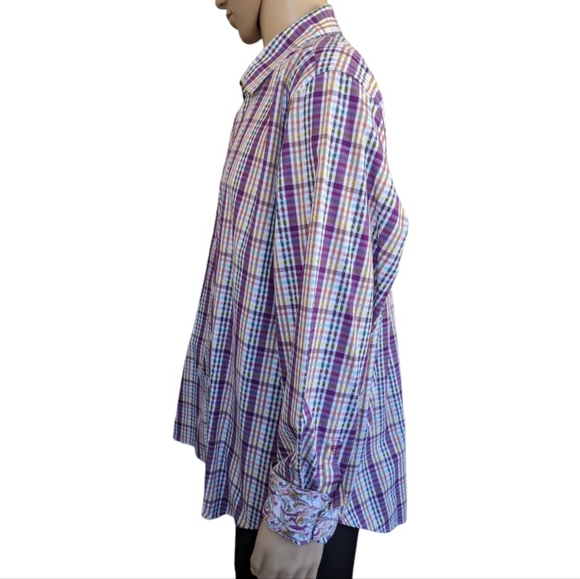 Robert Graham Exclusive Classic Fit Dress Shirt Plaid Stripes - Picture 10 of 10